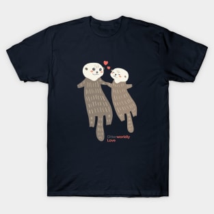 Cute Otters in love Illustration T-Shirt